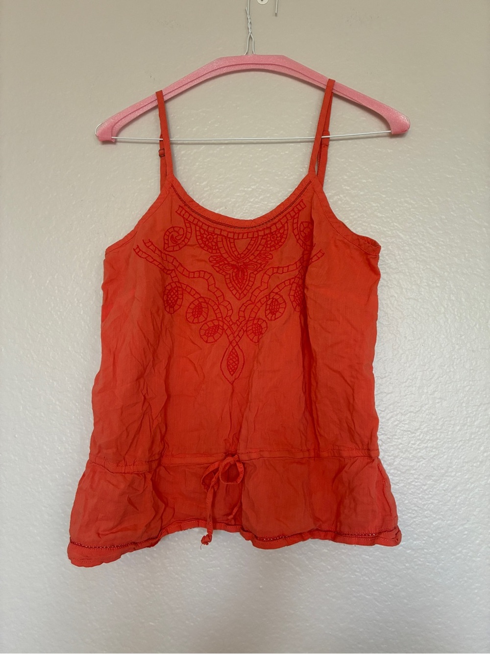 Sonoma Orange Embroidered Drawstring Cami